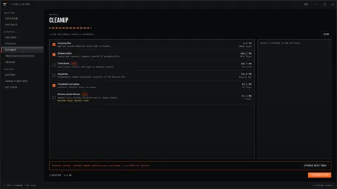 Cleanup screen showing reclaimable space by category. Open full size.